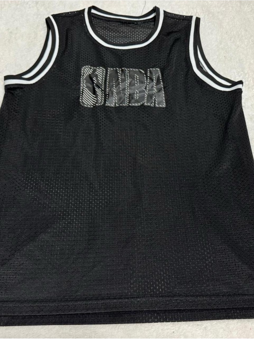 NBA Black Sleeveless Mesh Kids Jersey with White Trim